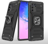 Voor Samsung Galaxy S10 Lite / A91 Magnetisch pantser Schokbestendig TPU + pc-hoesje met metalen ringhouder (zwart)