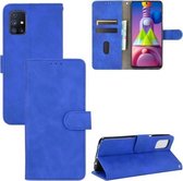Voor Samsung Galaxy M51 (Europese versie) Effen kleur Huidgevoel Magnetische gesp Horizontale flip kalftextuur PU lederen tas met houder & kaartsleuven & portemonnee (blauw)