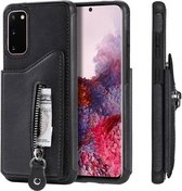 Voor Galaxy S20 effen kleur dubbele gesp rits schokbestendig beschermhoes (zwart)