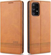 Voor Samsung Galaxy A72 5G AZNS Magnetische Kalf Textuur Horizontale Flip Leren Case met Kaartsleuven & Houder & Portemonnee (Lichtbruin)