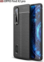 Voor OPPO Find X2 Pro Litchi Texture TPU schokbestendig hoesje (zwart)