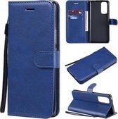 Voor Huawei Honor 30 Pro Effen Kleur Horizontale Flip Beschermende Leren Case met Houder & Kaartsleuven & Portemonnee & Lanyard (Blauw)