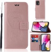 Voor Motorola Moto G Stylus (2021) Windgong Uil Embossing Patroon Horizontale Flip Leren Case met Houder & Kaartsleuven & Portemonnee (Rose Goud)