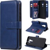 Voor Motorola Moto G9 Play Multifunctionele Magnetische Koperen Gesp Horizontale Flip Effen Kleur Leren Case met 10 Kaartsleuven & Portemonnee & Houder & Fotolijst (Donkerblauw)