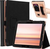 WY-606C voor Sharp Dtab D-41A (2020) Retro textuur PU + TPU horizontale flip lederen tas met houder & kaartsleuven en draagriem (zwart)