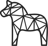 Hout-Kado - Dala Paarden (2 stuks) - Small - Zwart - Geometrische dieren en vormen - Hout - Lasergesneden- Wanddecoratie