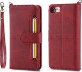 Voor iPhone 6/7/8 Multifunctionele afneembare magnetische horizontale flip lederen tas met kaartsleuven en houder & portemonnee en fotolijst (rood)