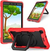 Voor Samsung Galaxy Tab A 8.0 (2019) T290 Contrastkleur Schokbestendig Robot siliconen + pc-hoes met polsbandhouder (rood + zwart)