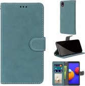 Voor Samsung Galaxy A01 Core Retro Frosted Horizontale Flip PU lederen tas met houder & kaartsleuven & portemonnee & fotolijst (blauw)