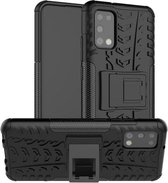 Voor Samsung Galaxy A02s (Amerikaanse editie) Bandentextuur Schokbestendig TPU + pc-beschermhoes met houder (zwart)