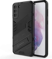 Voor Samsung Galaxy S21 Plus 5G Punk Armor 2 in 1 PC + TPU schokbestendig hoesje met onzichtbare houder (zwart)