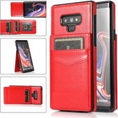Voor Samsung Galaxy Note9 effen kleur pc + TPU beschermhoes met houder en kaartsleuven (rood)