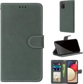 Voor Samsung Galaxy A02s / M02s Retro Frosted Horizontale Flip PU lederen tas met houder & kaartsleuven & portemonnee & fotolijst (groen)