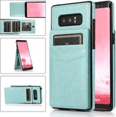 Voor Samsung Galaxy Note 8 effen kleur PC + TPU beschermhoes met houder en kaartsleuven (groen)