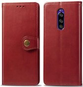 Retro effen kleur lederen gesp Mobiele telefoon bescherming lederen tas met lanyard & fotolijst & kaartsleuf & portemonnee & beugel functie voor Sony Xperia XZ4 (rood)