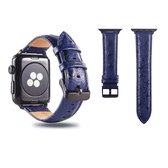 Struisvogelhuidtextuur lederen polshorloge band voor Apple Watch Series 3 & 2 & 1 38 mm (blauw)