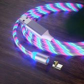 USB naar micro-USB magnetische zuigkracht Kleurrijke Streamer Oplaadkabel mobiele telefoon, lengte: 1m (gekleurd licht)