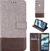 Voor Motorola Moto One MUXMA MX102 horizontale flip canvas lederen tas met standaard & kaartsleuf & portemonnee functie (bruin)