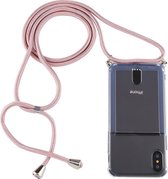 Voor iPhone XS / X Transparante TPU-beschermhoes met draagkoord en kaartsleuf (transparant)