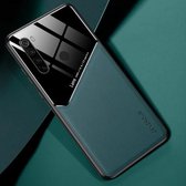 Voor Xiaomi Redmi Note 8 All-inclusive leer + telefoonhoes van organisch glas met metalen ijzeren plaat (donkergroen)