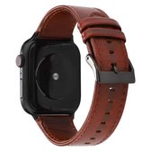 Voor Apple Watch Series 6 & SE & 5 & 4 40 mm / 3 & 2 & 1 38 mm Oil Wax Crazy Horse textuur lederen band (roodbruin)