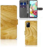 GSM Hoesje Geschikt voor Samsung Galaxy A71 Wallet Book Case Licht Hout