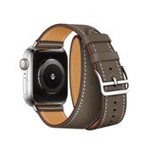 Voor Apple Watch 3/2/1 generatie 42mm universele lederen dubbele lusriem (grijs)