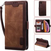 Voor iPhone X / XS Retro splicing Horizontale flip lederen tas met kaartsleuven en houder en portemonnee (bruin)