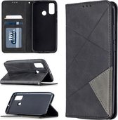Voor Huawei P smart 2020 Rhombus Texture Horizontale Flip Magnetische Leren Case met Houder & Kaartsleuven & Portemonnee (Zwart)