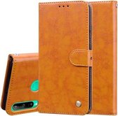 Voor Huawei P40 lite E Zakelijke Stijl Olie Wax Textuur Horizontale Flip Lederen Case met Houder & Kaartsleuven & Portemonnee (Oranje Geel)