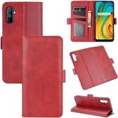 Voor OPPO Realme C3 zonder vingerafdruk Dubbelzijdige magnetische gesp Horizontale flip lederen tas met houder & kaartsleuven en portemonnee (rood)