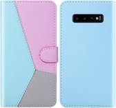 Voor Galaxy S10 5G Tricolor Stitching Horizontale Flip TPU + PU lederen tas met houder & kaartsleuven en portemonnee (blauw)