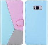 Voor Galaxy S8 + Tricolor Stitching Horizontale Flip TPU + PU lederen tas met houder & kaartsleuven en portemonnee (blauw)