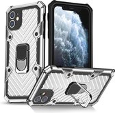 Voor iPhone 11 Cool Armor PC + TPU schokbestendige behuizing met 360 graden rotatie ringhouder (zilver)