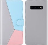 Voor Galaxy S10 Tricolor stiksels Horizontale Flip TPU + PU lederen tas met houder & kaartsleuven & portemonnee (grijs)