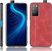 Voor Huawei Honor X10 Schokbestendig Naaien Koe Patroon Huid PC + PU + TPU Case (Rood)
