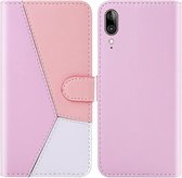 Voor Motorola Moto E6 Plus Tricolor Stitching Horizontal Flip TPU + PU Leather Case met houder & kaartsleuven & portemonnee (roze)