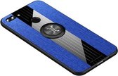 Voor Huawei Enjoy 8 Plus XINLI Stitching Cloth Textue Shockproof TPU beschermhoes met ringhouder (blauw)