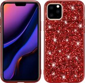 Glitter poeder schokbestendige TPU beschermhoes voor iPhone 11 Pro Max (rood)