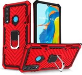 Voor Huawei P30 lite Cool Armor PC + TPU schokbestendig hoesje met 360 graden rotatieringhouder (rood)