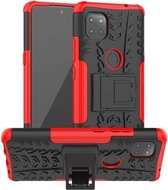 Voor Motorola Moto G 5G Bandtextuur Schokbestendig TPU + pc-beschermhoes met houder (rood)