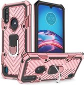 Voor Motorola Moto E6s (2020) Cool Armor PC + TPU schokbestendig hoesje met 360 graden rotatie ringhouder (roségoud)