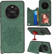 Voor Huawei Mate 40 Pro Mandala reliëf PU + TPU hoesje met houder & kaartsleuven & fotolijst & riem (groen)