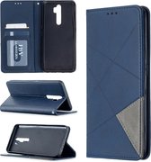 Voor Oppo A5 (2020) / A9 (2020) Rhombus Texture Horizontale Flip magnetische lederen tas met houder en kaartsleuven (blauw)