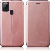 Voor Samsung Galaxy A21S GeÃ¯ntegreerde Elektriciteit Drukken Retro Textuur Magnetische TPU + PU lederen tas met kaartsleuf en houder (rose goud)