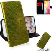 Voor xiaomi mi note 10 lite effen kleur kleurrijke magnetische gesp horizontale flip pu lederen case met houder & kaartsleuven & portemonnee & lanyard (goud)