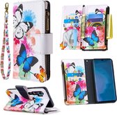 Voor Xiaomi Mi CC9 Pro / Note 10 Gekleurd Tekeningpatroon Rits Horizontaal Flip Leren Tas met Houder & Kaartsleuven & Portemonnee (Twee Vlinders)