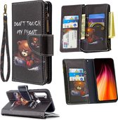 Voor Xiaomi Redmi Note 8T gekleurde tekening patroon rits horizontale flip lederen tas met houder & kaartsleuven & portemonnee (beer)
