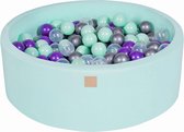 Ronde Ballenbak set incl 200 ballen 90x30cm - Mint: Mint, Transparant, Zilver, Violet