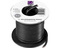 TRU COMPONENTS 1565082 Draad 2 x 0.75 mm² Zwart 10 m